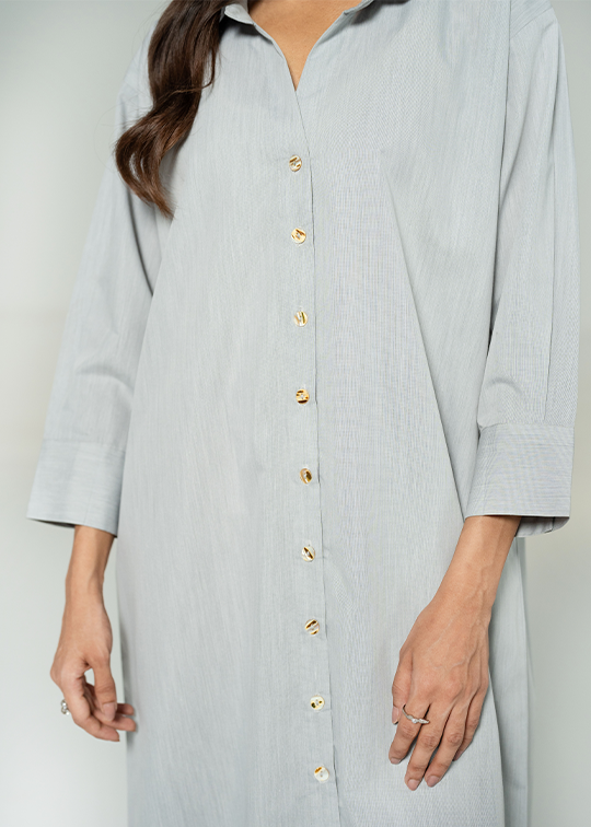 Grey Button Down Dress