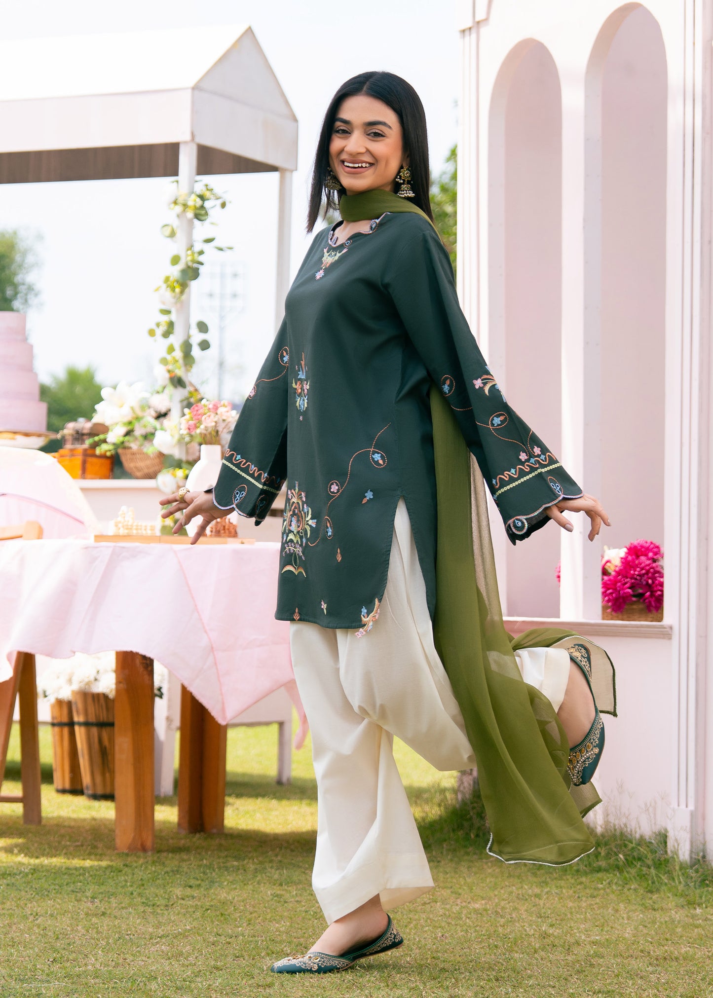 Pine Green Embroidered Suit