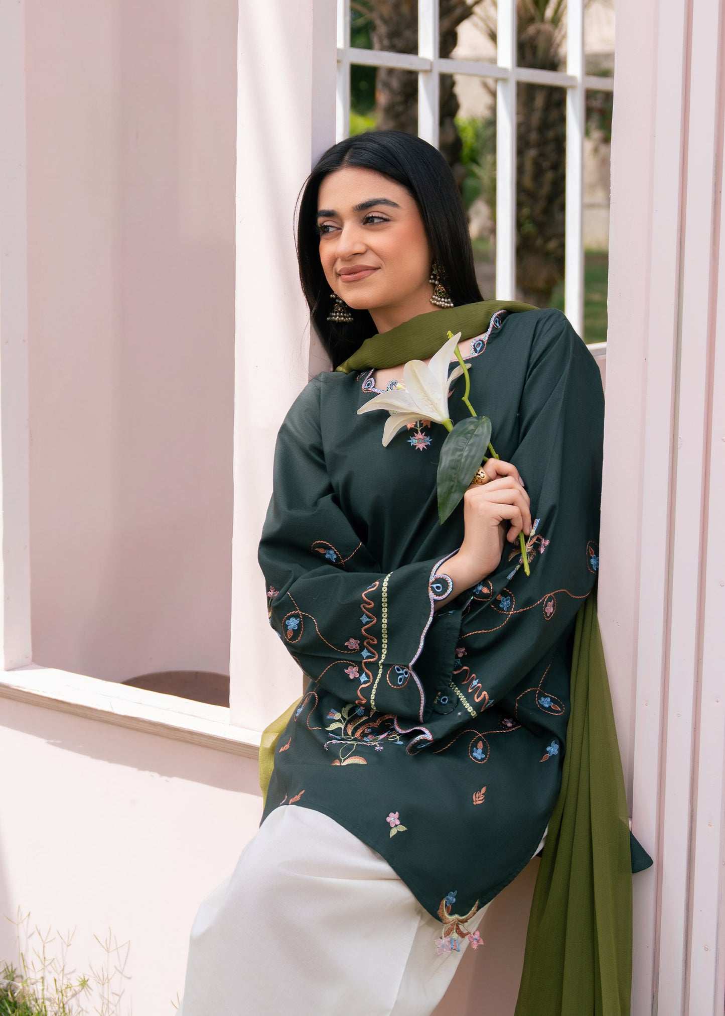 Pine Green Embroidered Suit