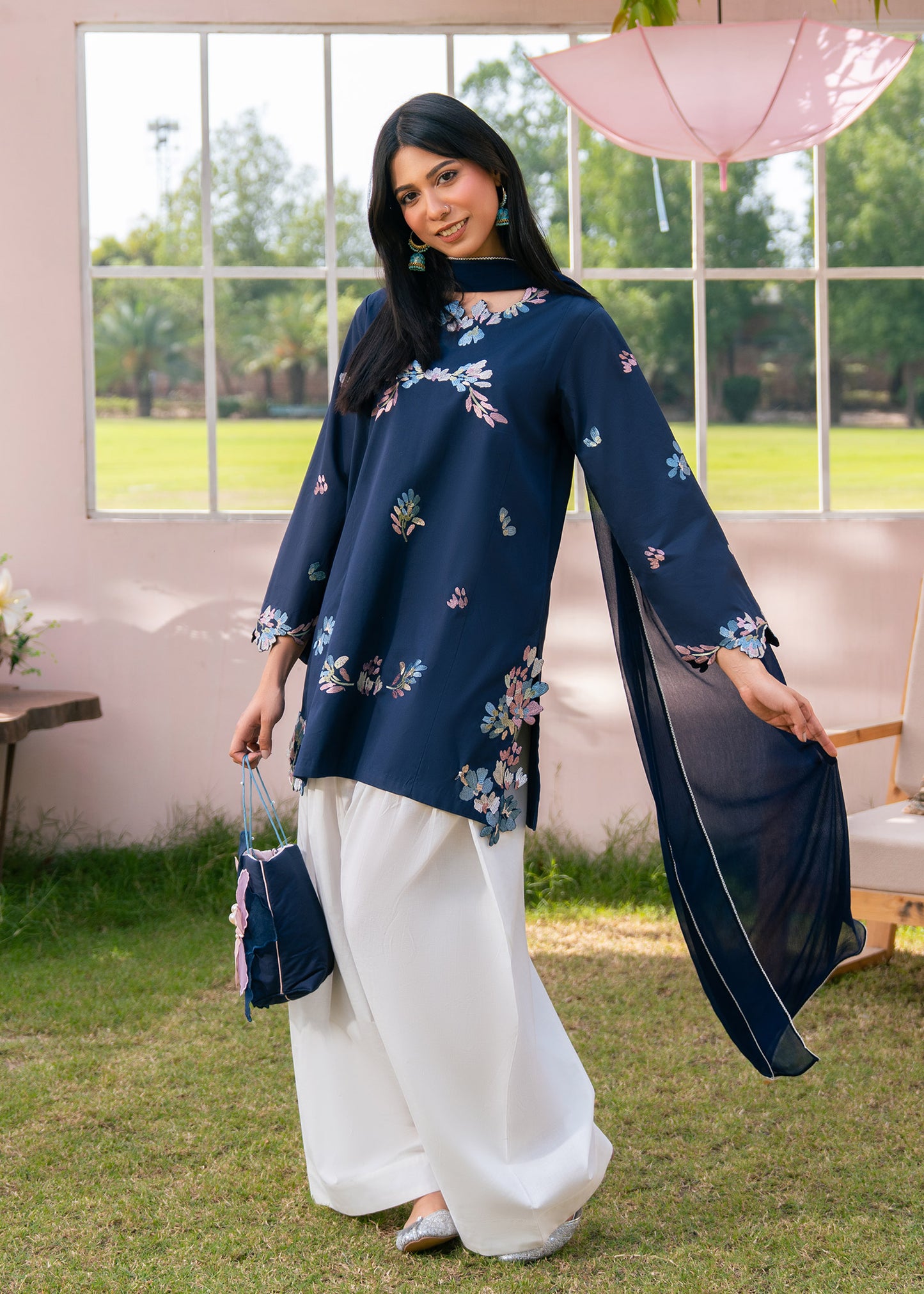 Moon Blue Embroidered Suit