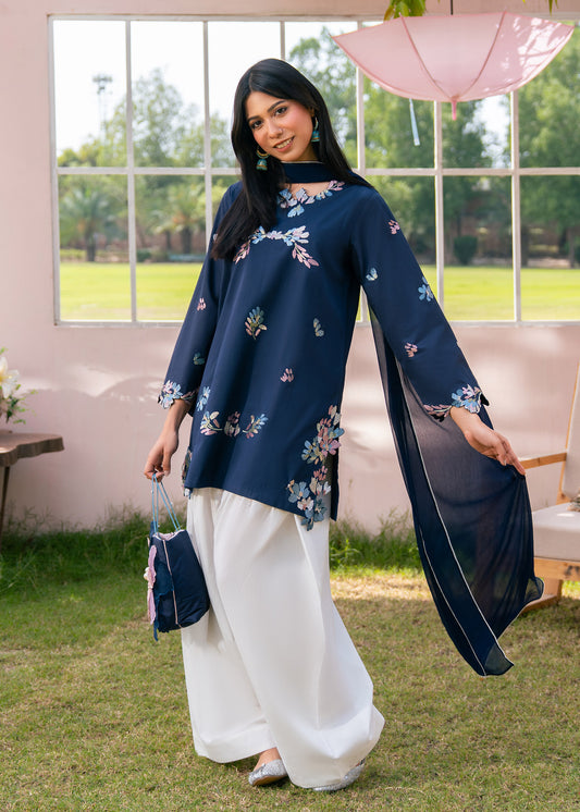 Moon Blue Embroidered Suit