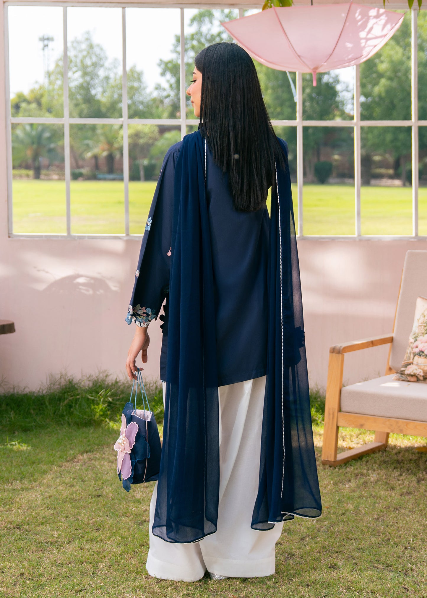 Moon Blue Embroidered Suit