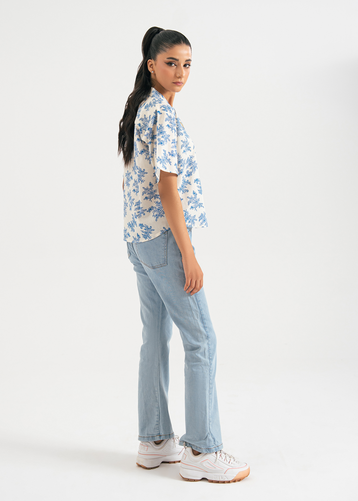 Blue Printed Safari Shir