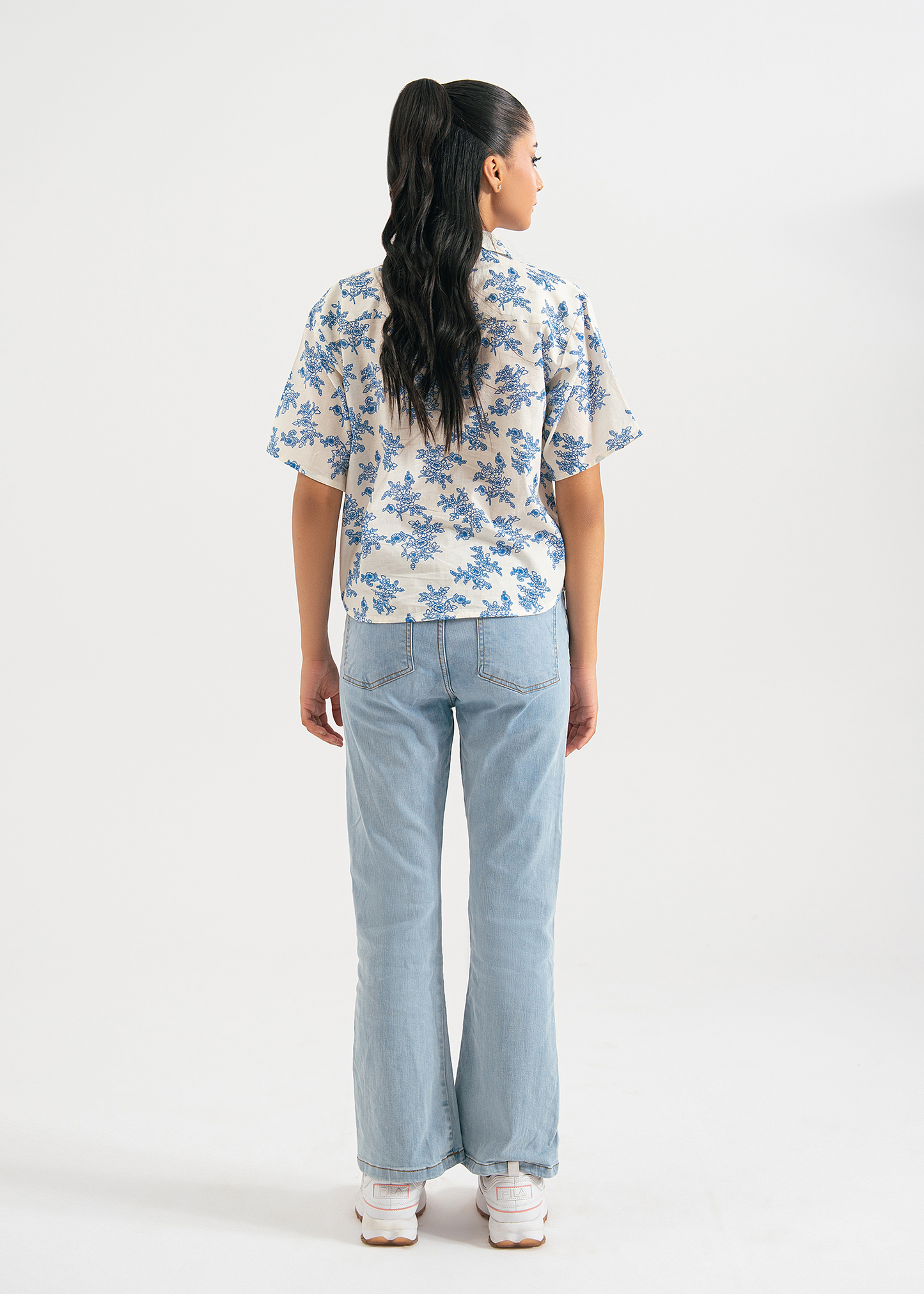 Blue Printed Safari Shir