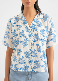 Blue Printed Safari Shir