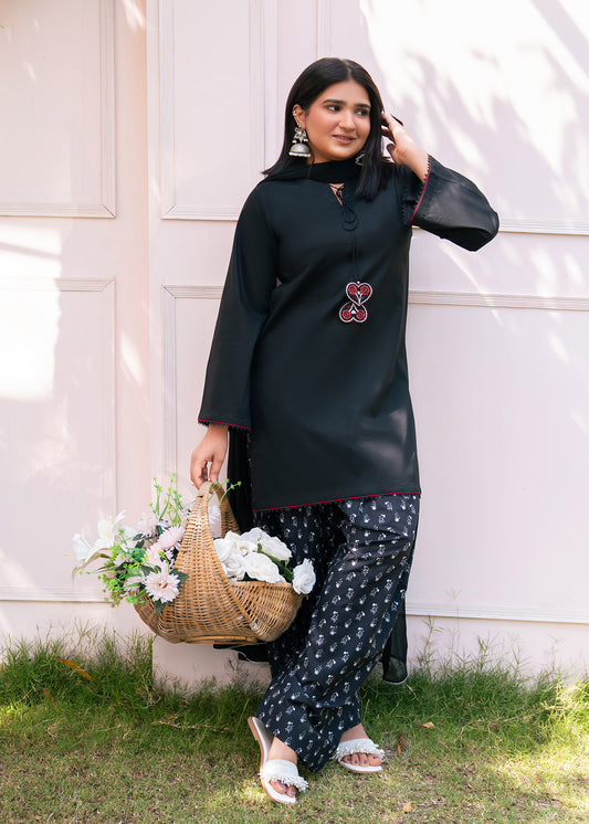 Black Printed Suit