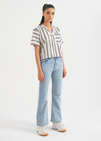 Black and White Printed Safari  Shirt