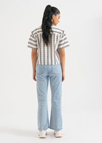 Black and White Printed Safari  Shirt
