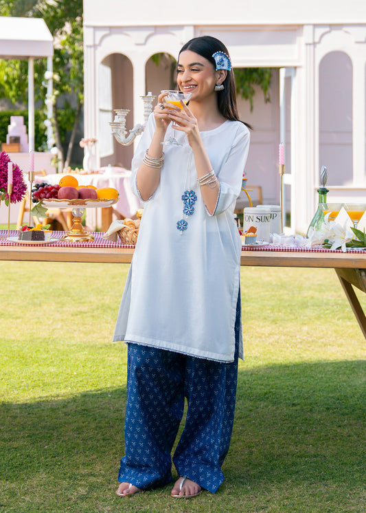 Navy Blue Printed Suit