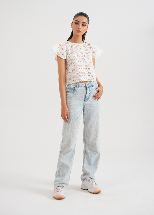 White Embroidered Top