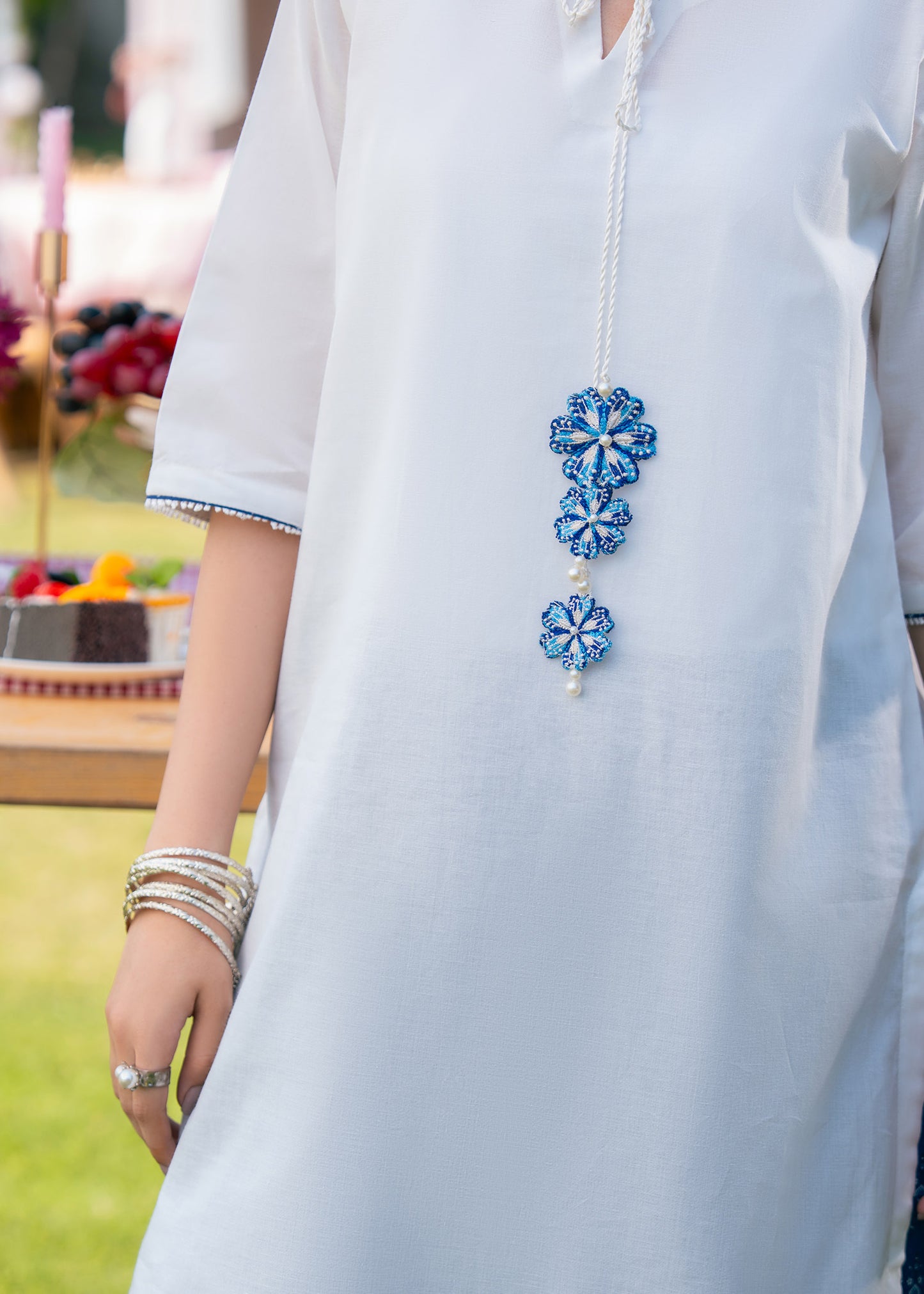 Navy Blue Printed Suit