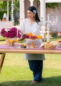 Navy Blue Printed Suit