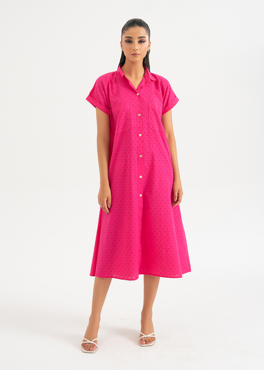 Pink Button Down Dress