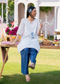 Navy Blue Printed Suit