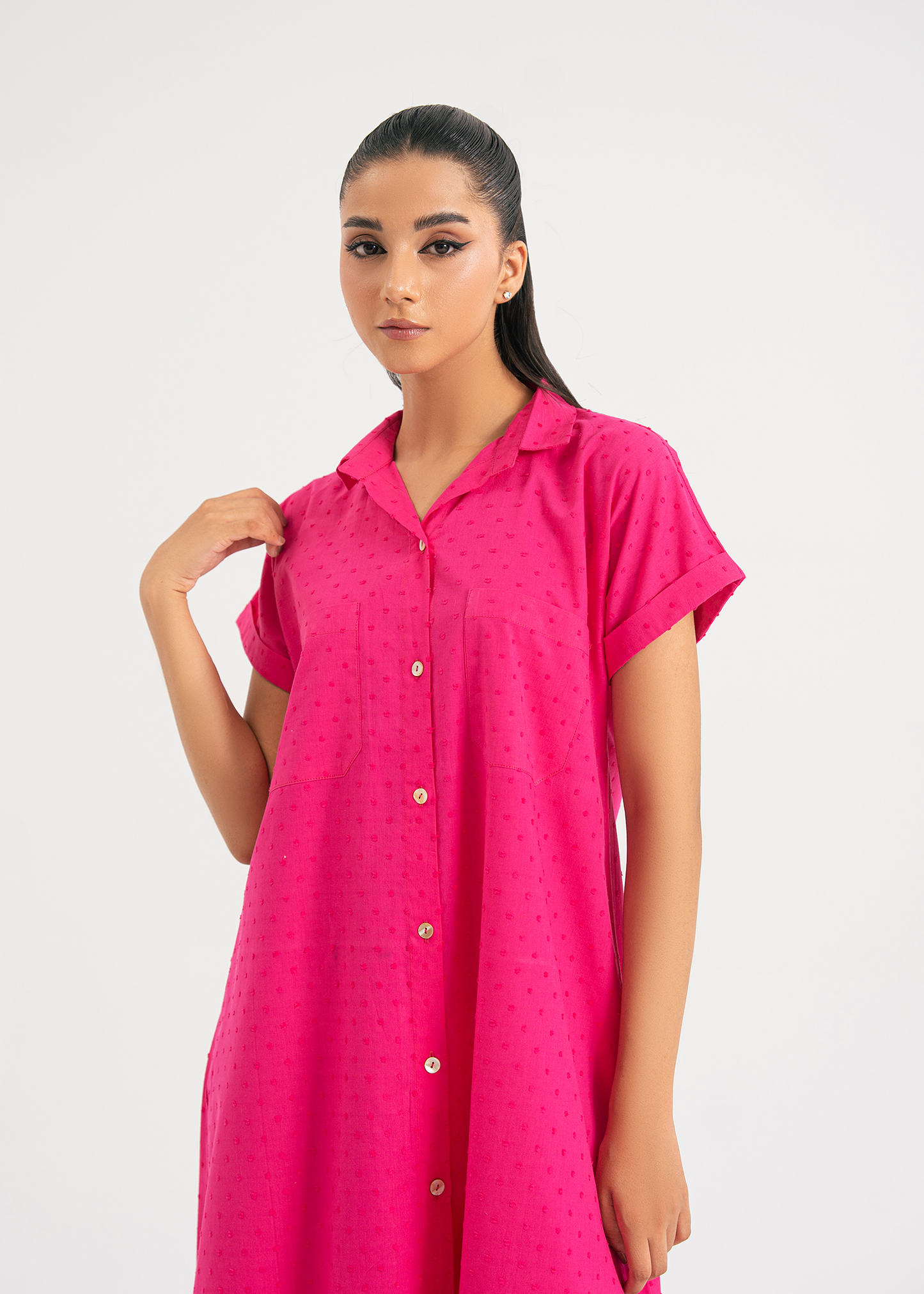 Pink Button Down Dress