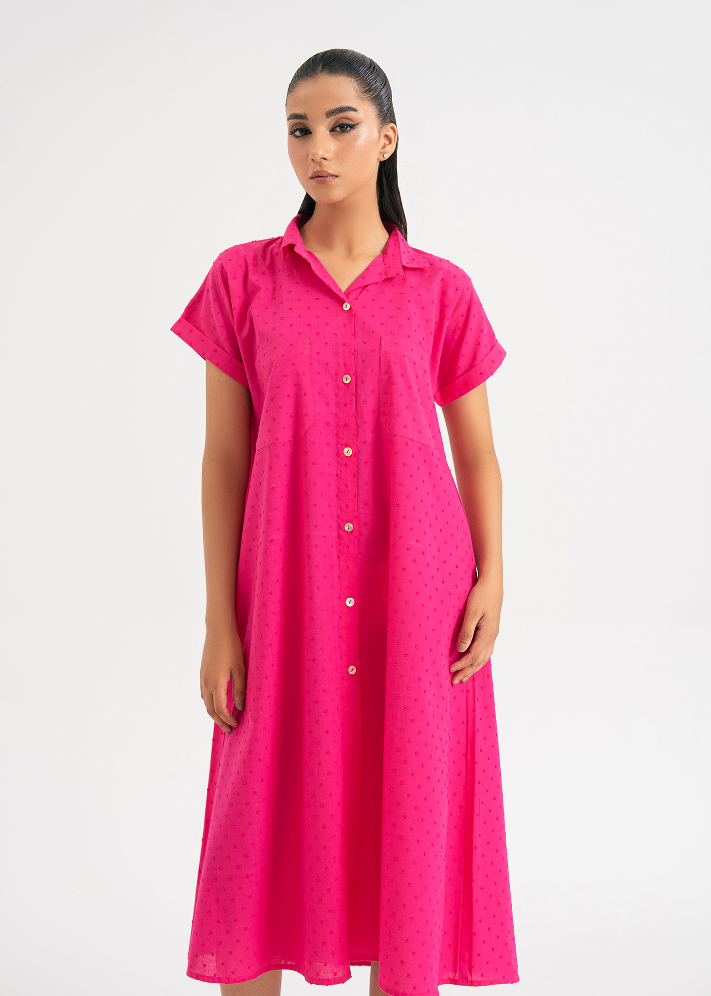 Pink Button Down Dress