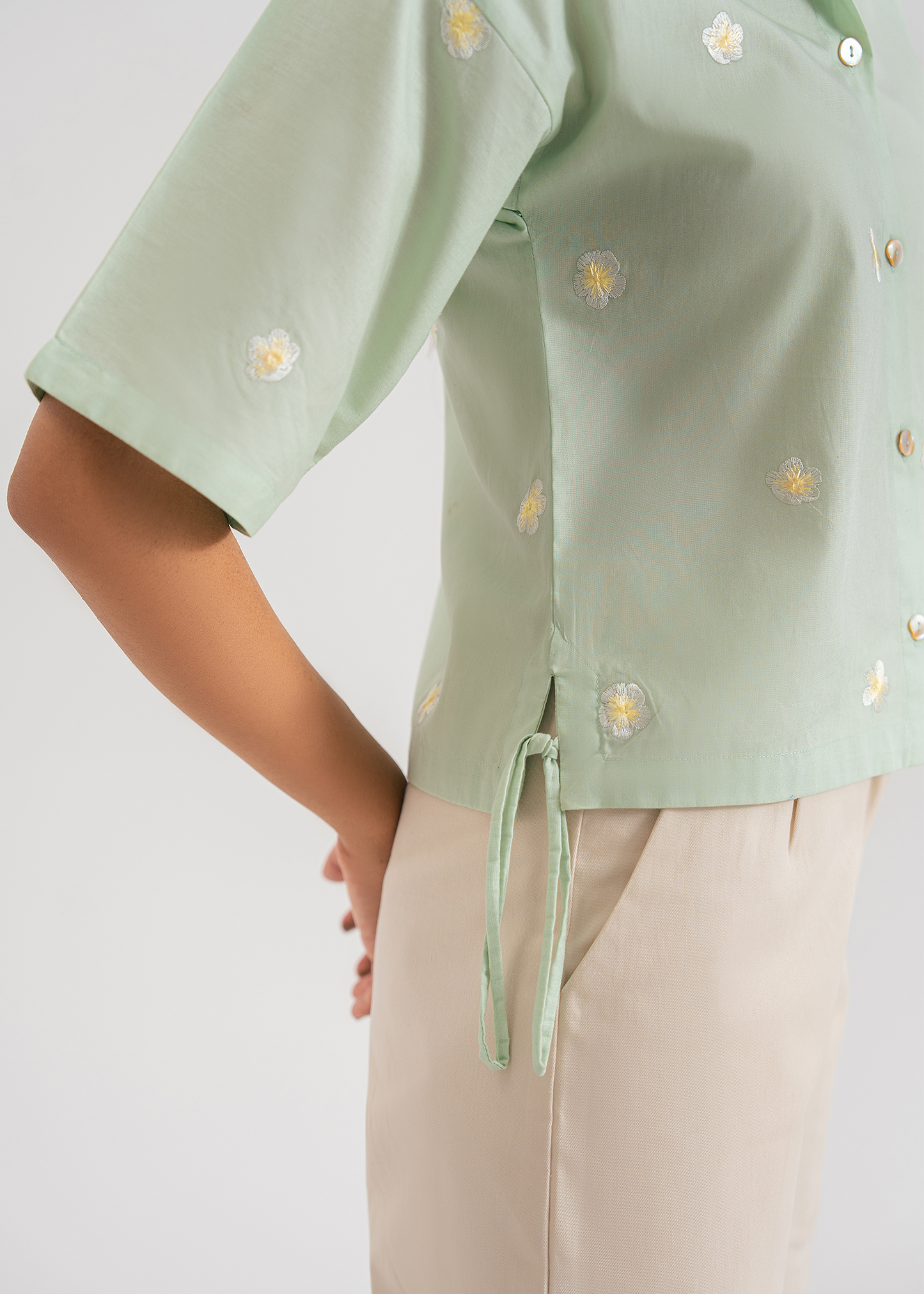 Mint Green Embroidered Shirt