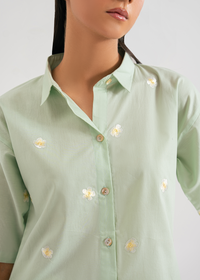 Mint Green Embroidered Shirt