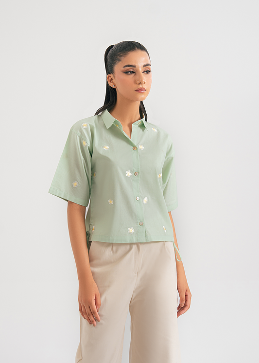 Mint Green Embroidered Shirt