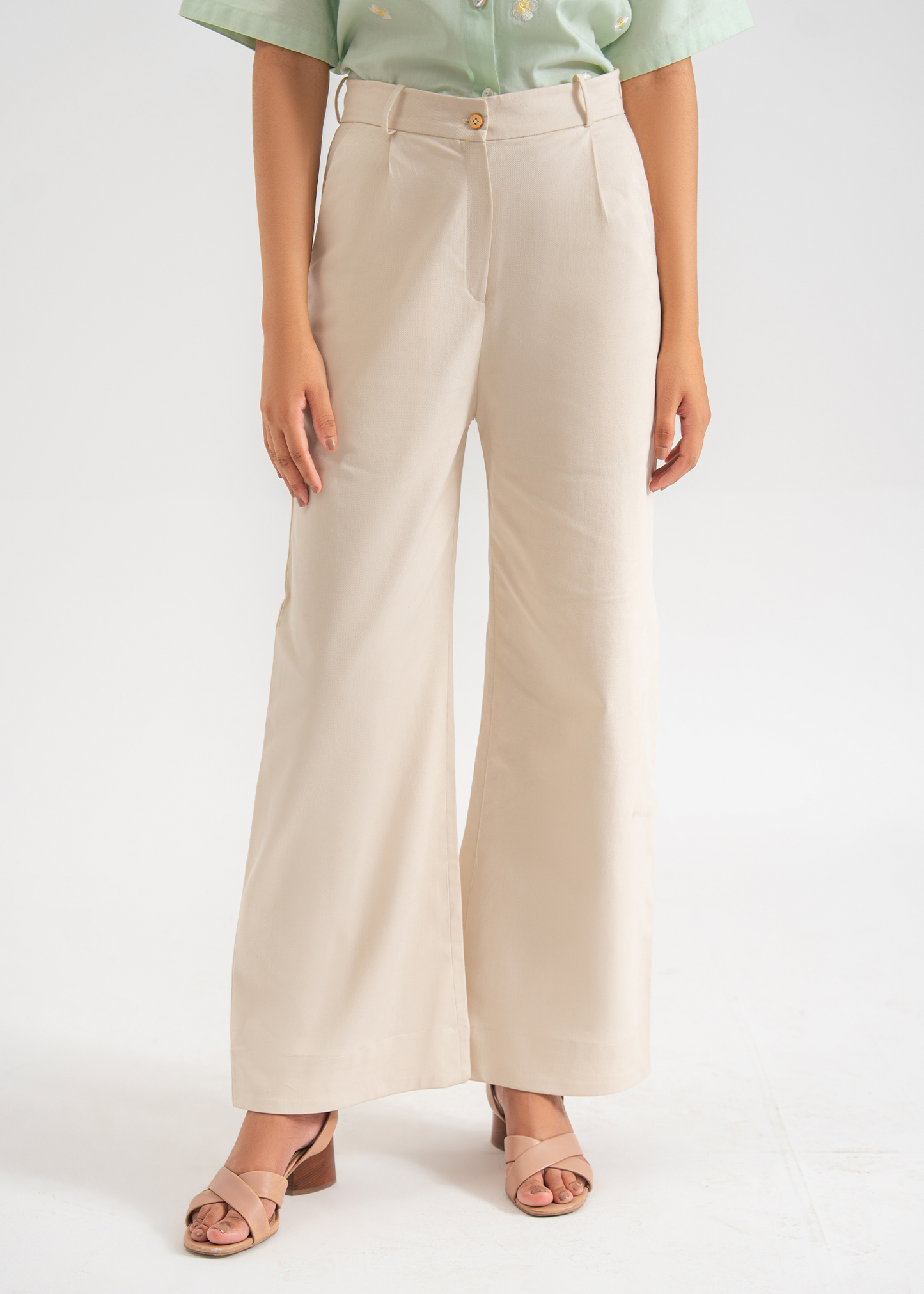 Cream Wide Leg Pants