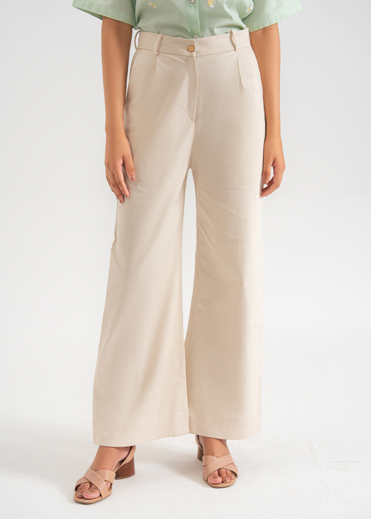 Cream Wide Leg Pants
