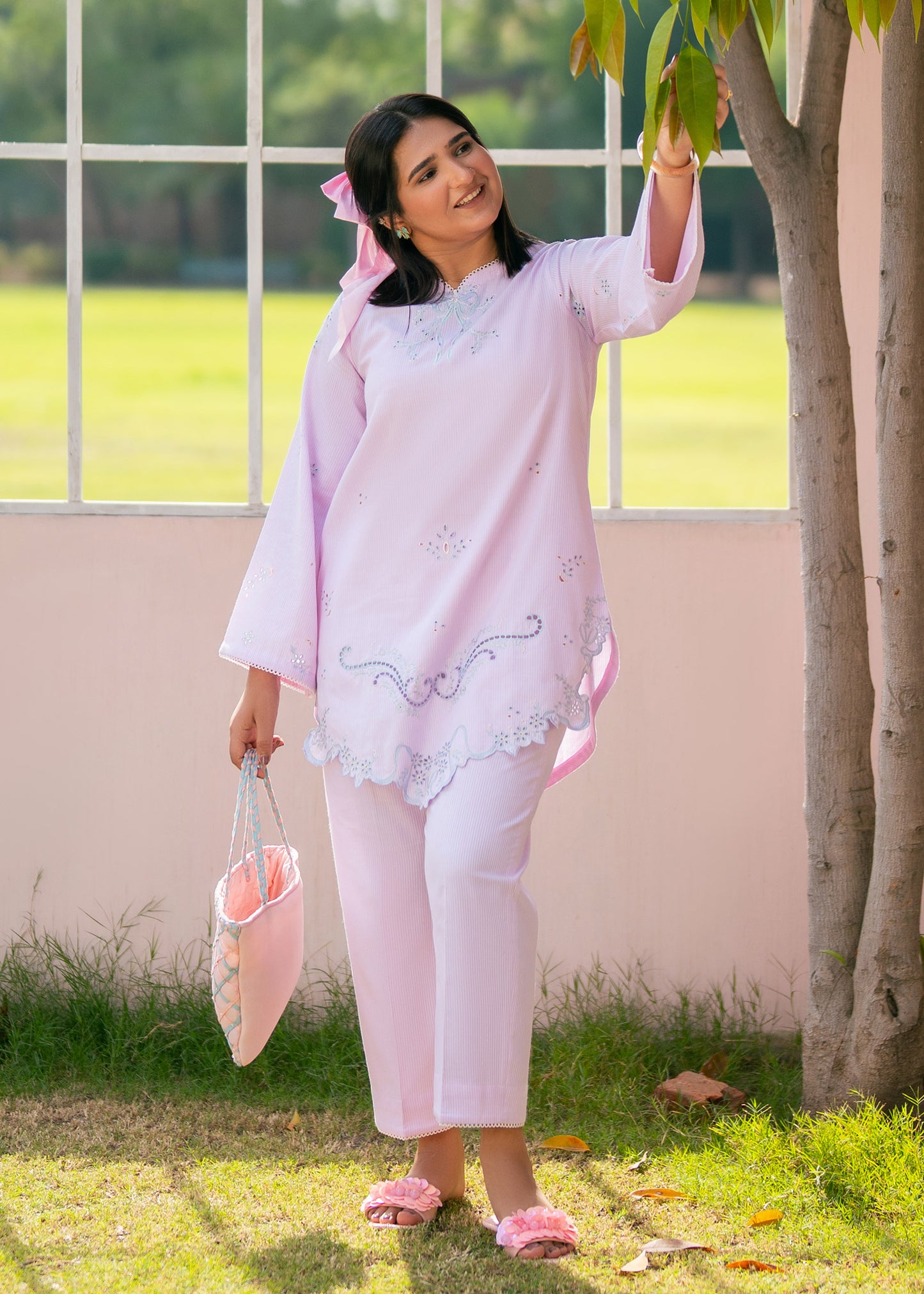 Sakura Pink Embroidered Suit