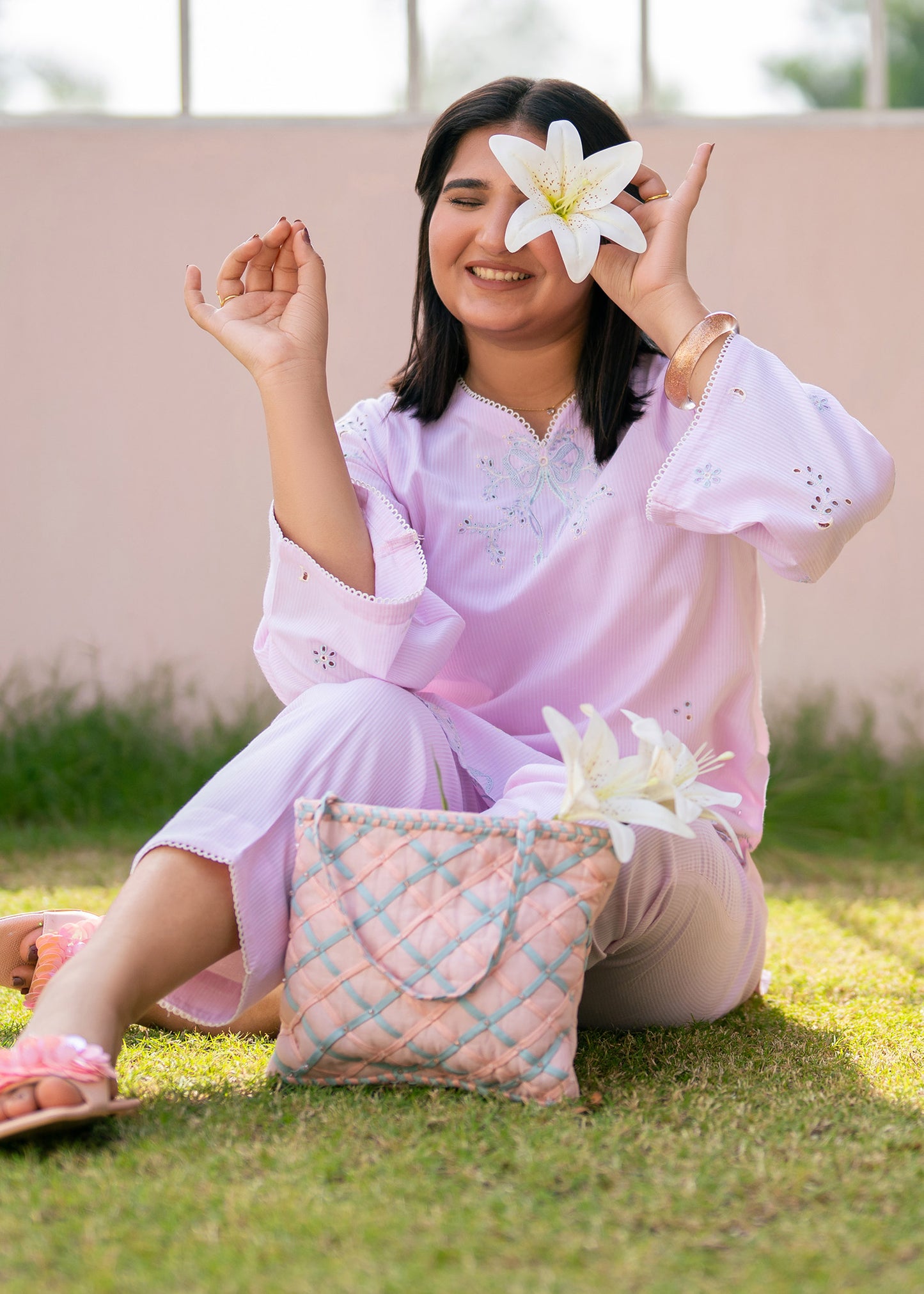 Sakura Pink Embroidered Suit