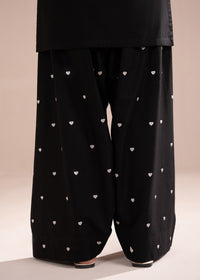Black Embroidered Hearts Farshi Shalwar