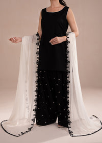 White Embroidered Chiffon Dupatta