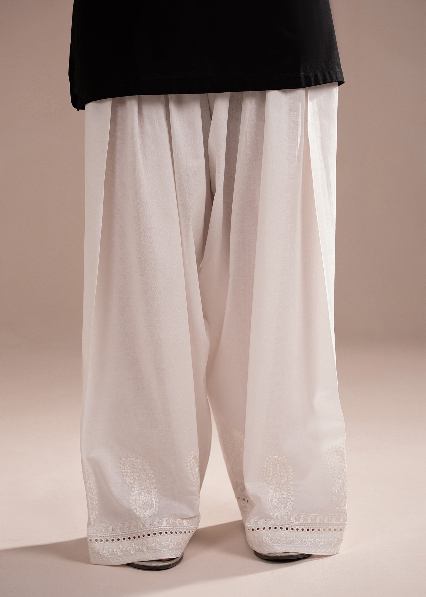 White Embroidered Farshi Shalwar