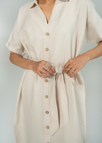 Beige Button Down Dress