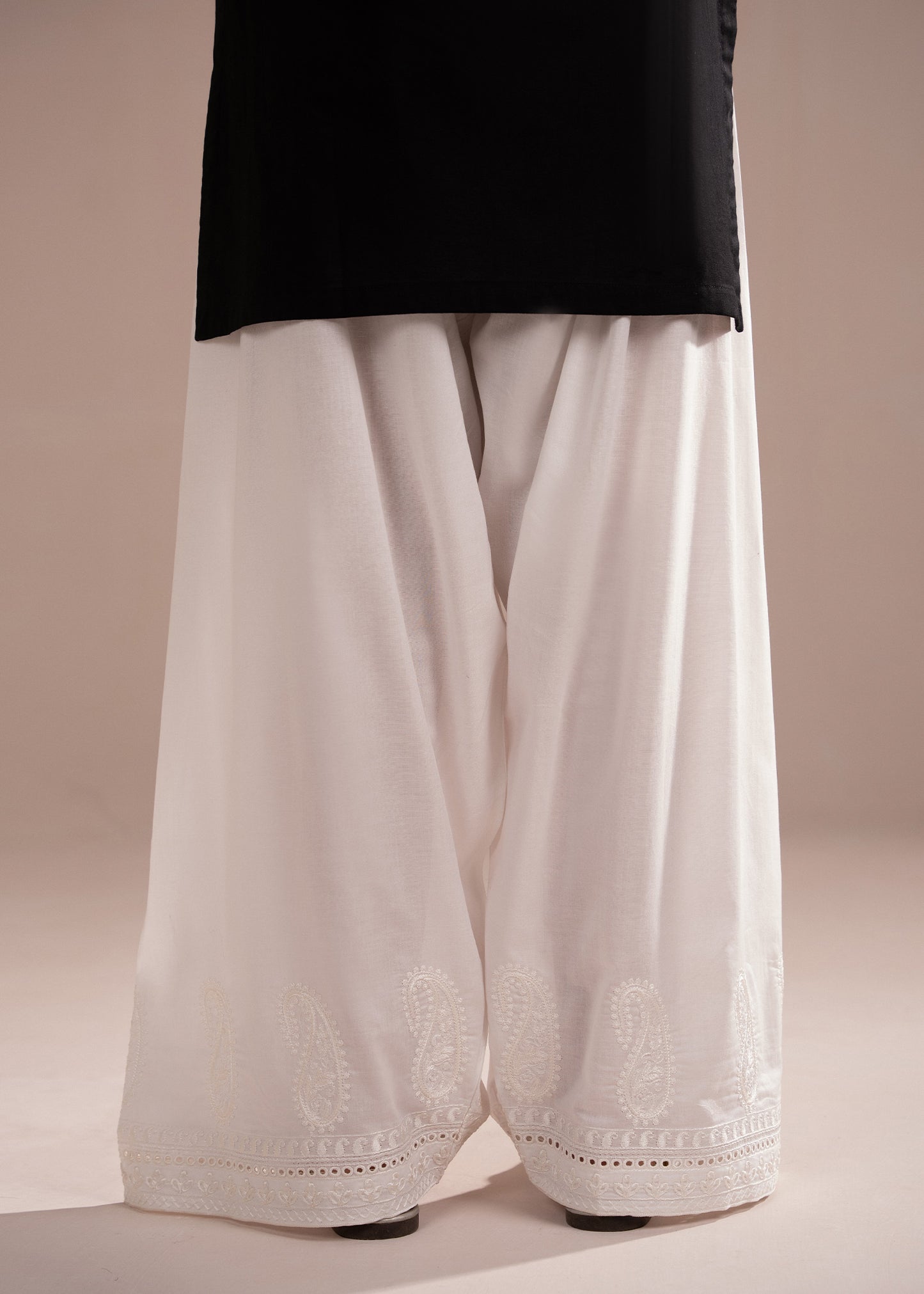 White Embroidered Farshi Shalwar