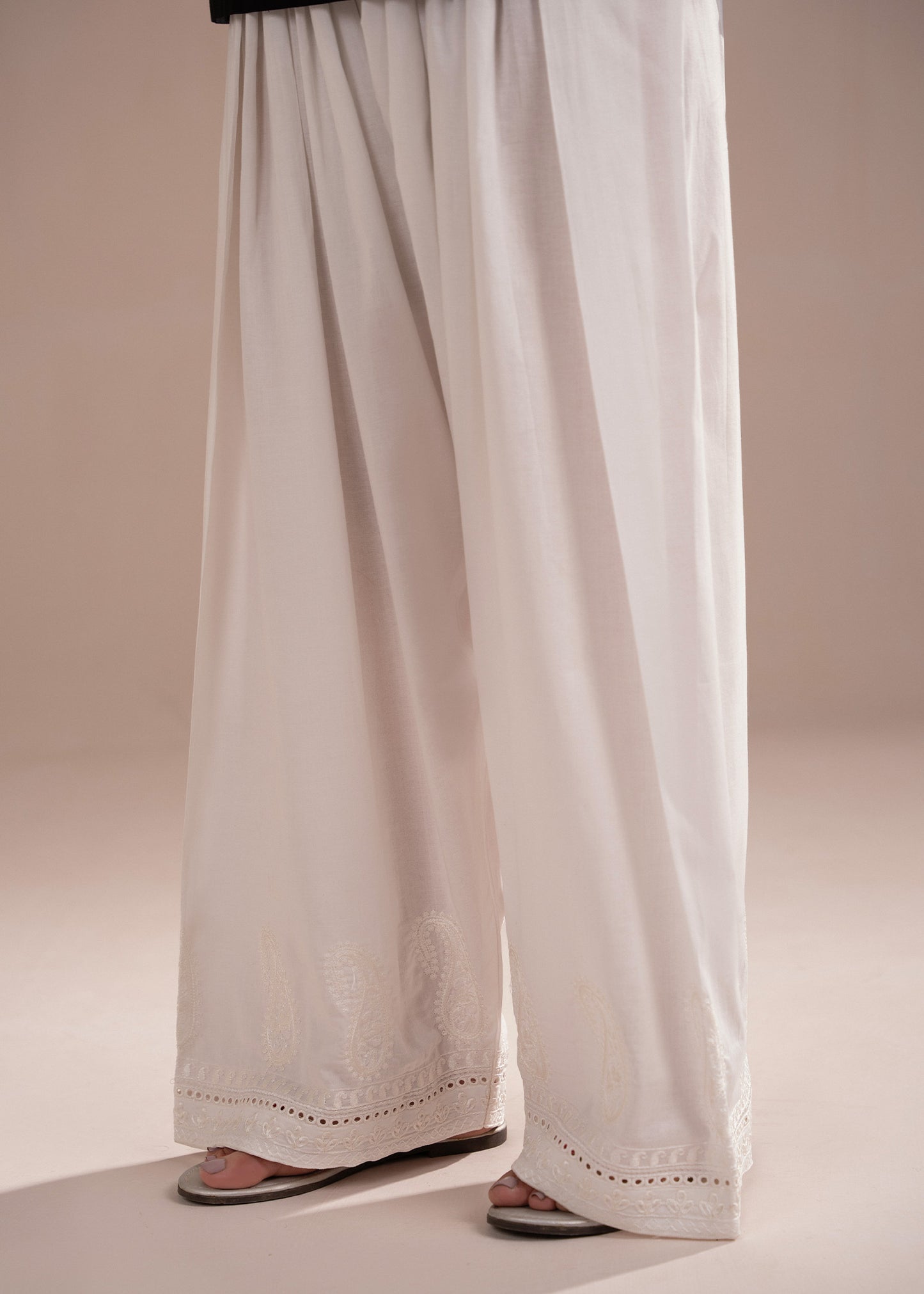 White Embroidered Farshi Shalwar