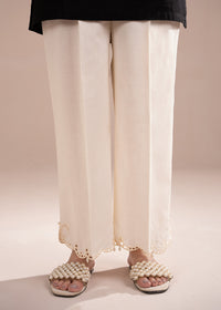 Off White Embroidered Trouser