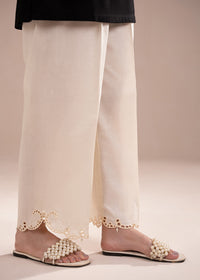 Off White Embroidered Trouser