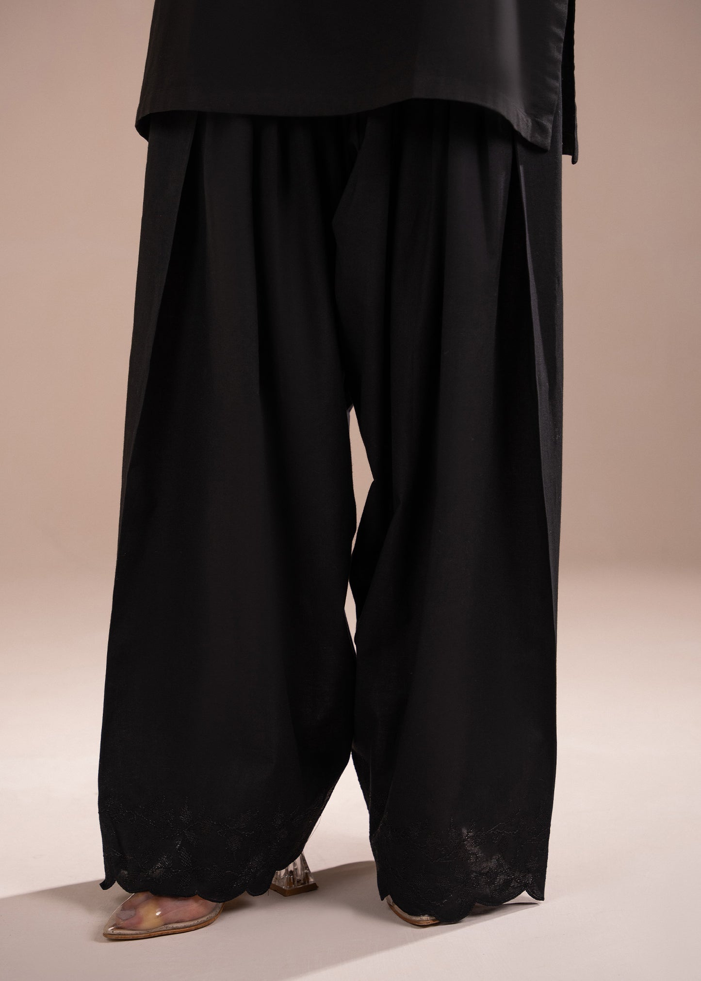 Black Embroidered Farshi Shalwar