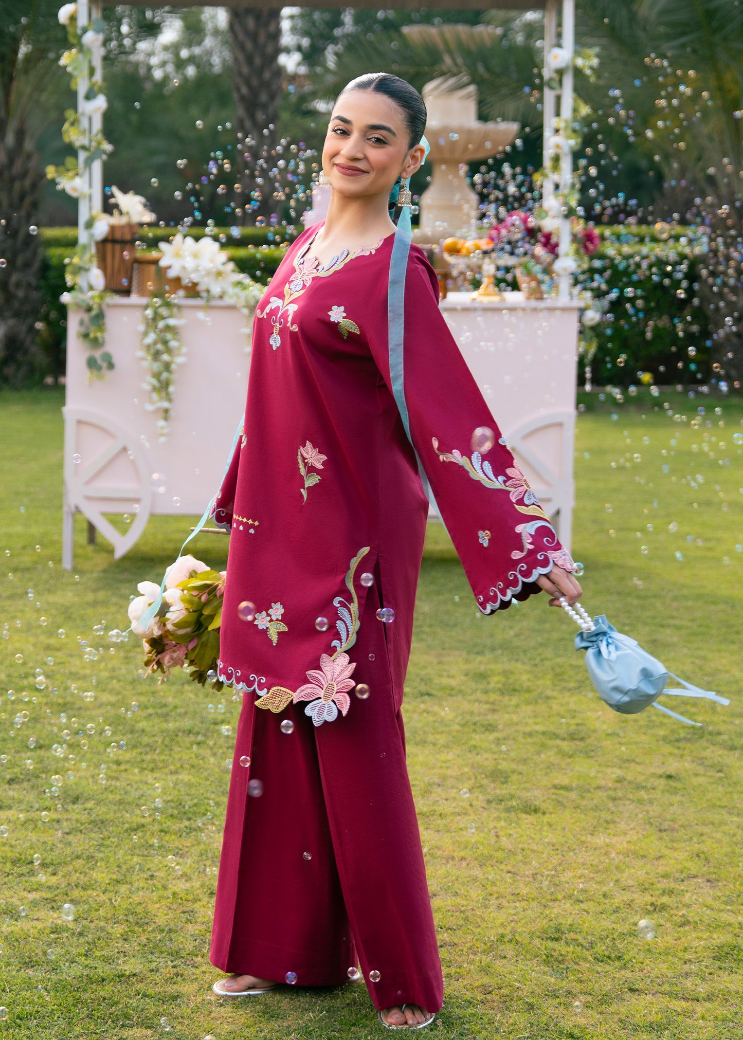 Plum Embroidered Suit