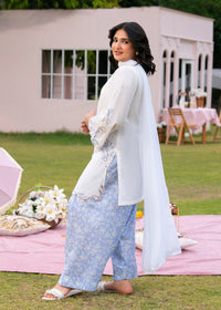 Lilac Printed Embroidered Suit
