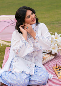 Lilac Printed Embroidered Suit