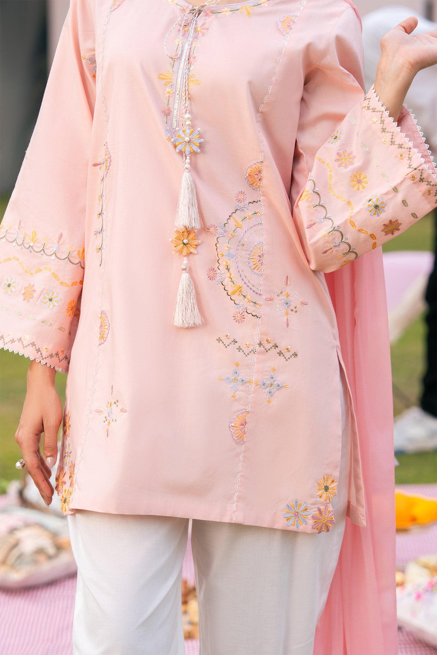 Pastel Pink Embroidered Suit