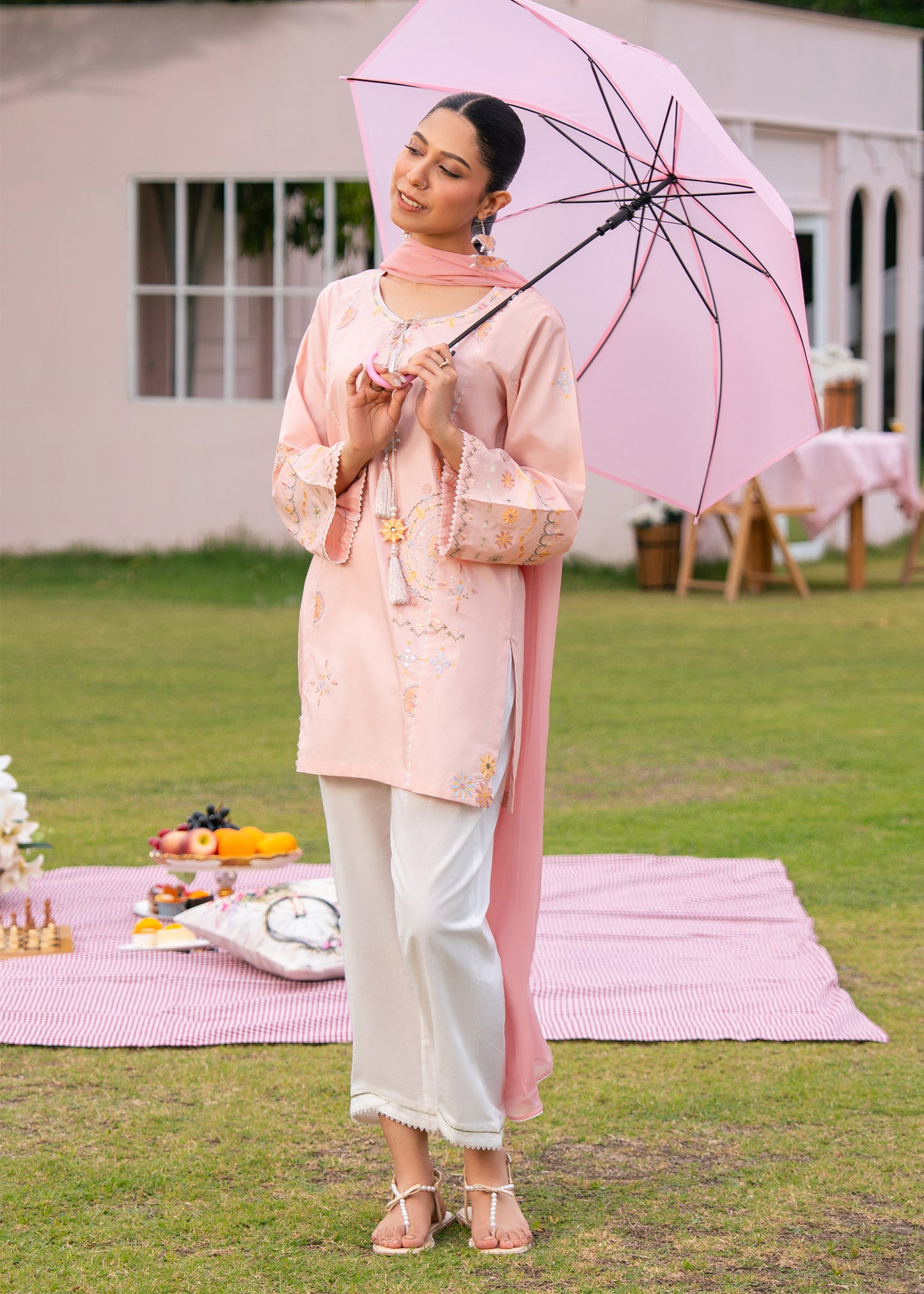 Pastel Pink Embroidered Suit