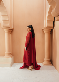 Red Khaddi Net Suit