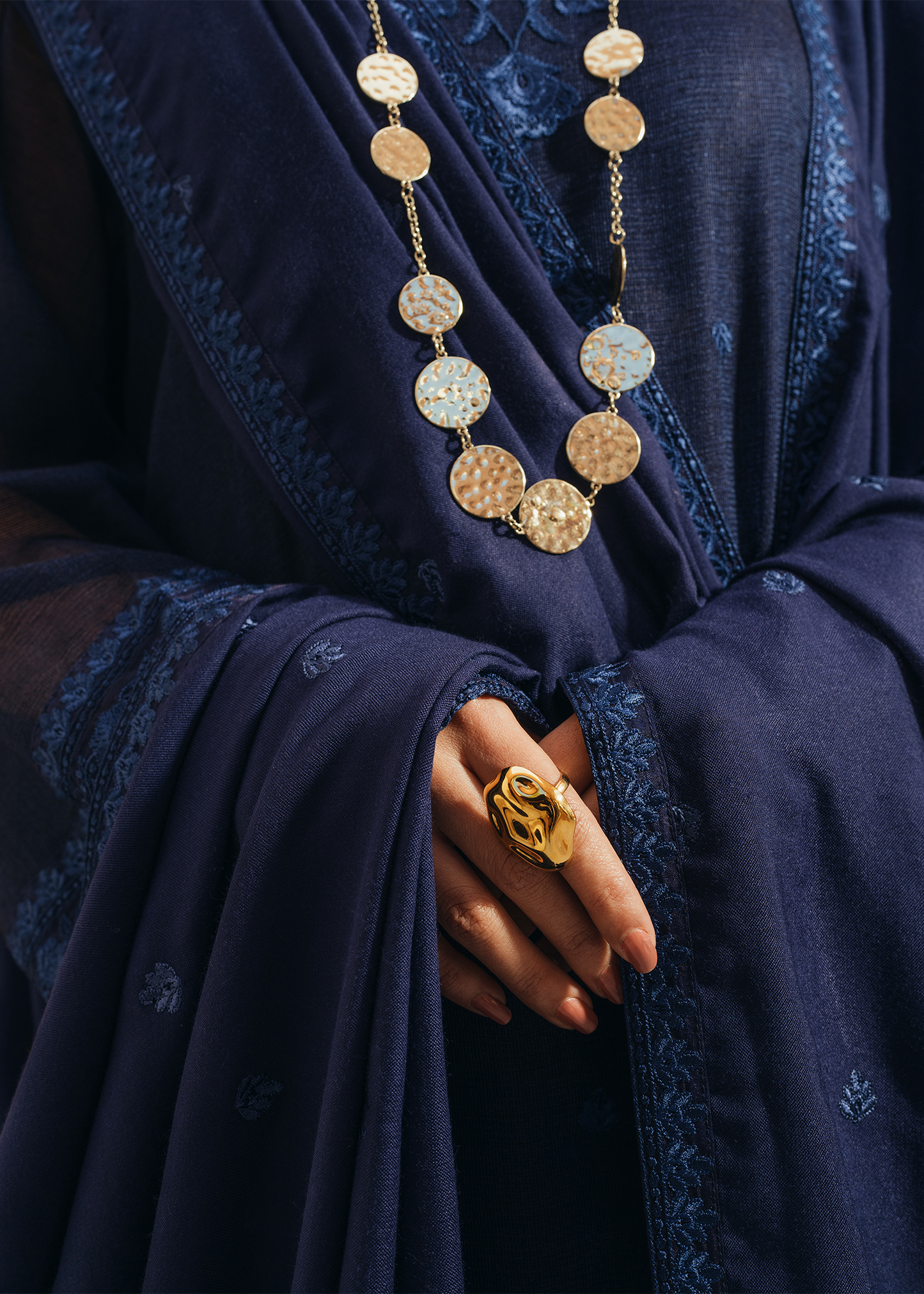 Navy Blue Khaddi Net Suit