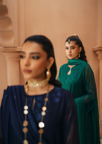 Navy Blue Khaddi Net Suit