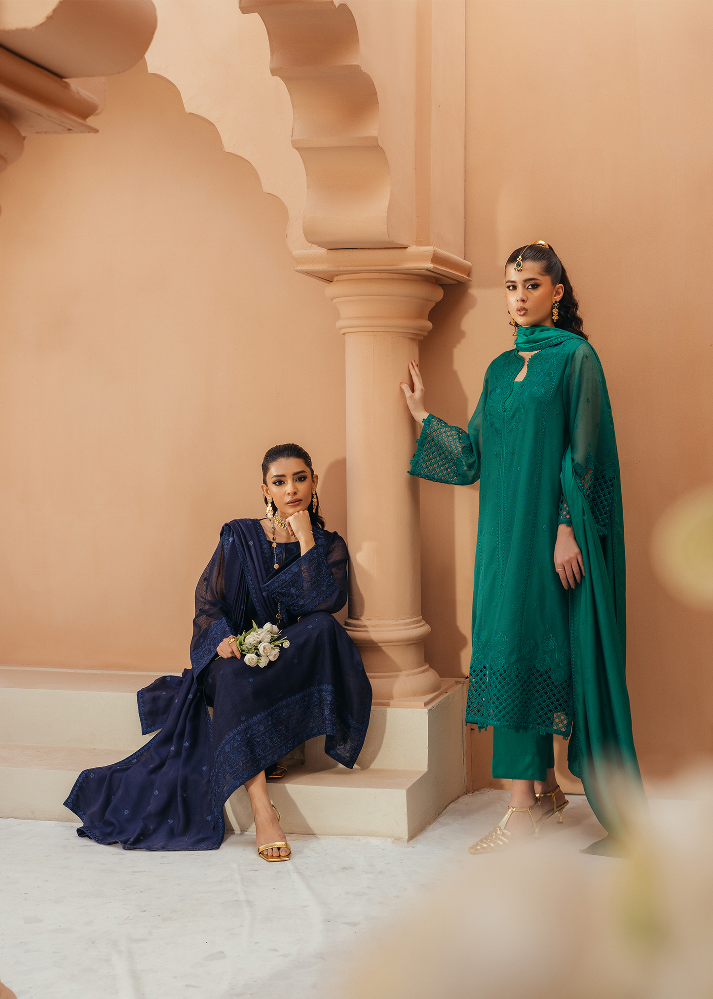 Navy Blue Khaddi Net Suit