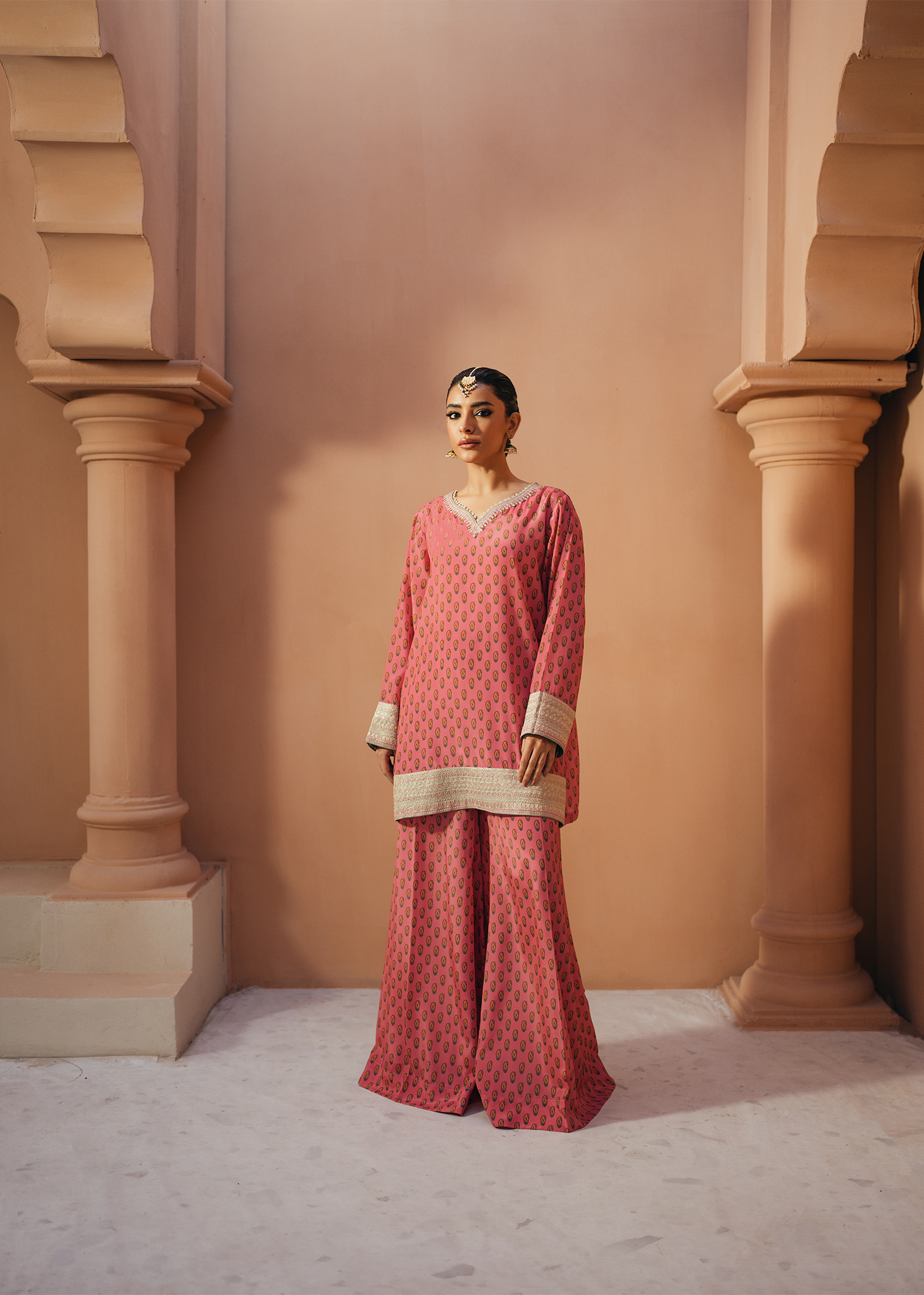 Pink Silk Sharara Suit