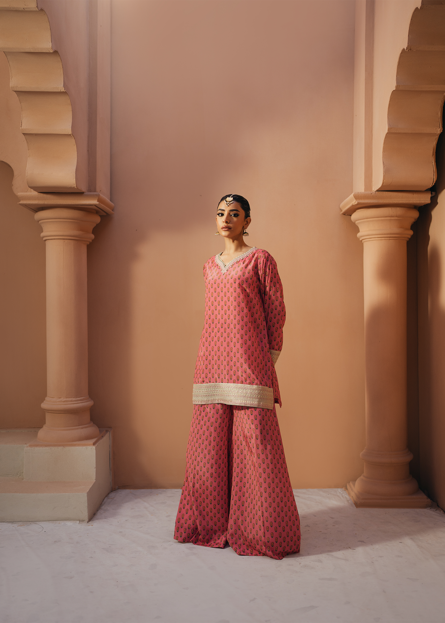 Pink Silk Sharara Suit