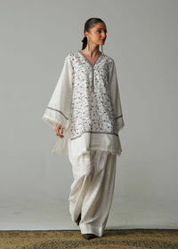 Embroidered White And Black Khaddar Suit