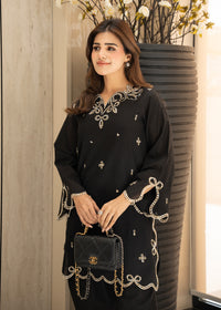 Coal Black Embroidered Lawn