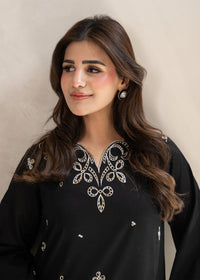 Coal Black Embroidered Lawn
